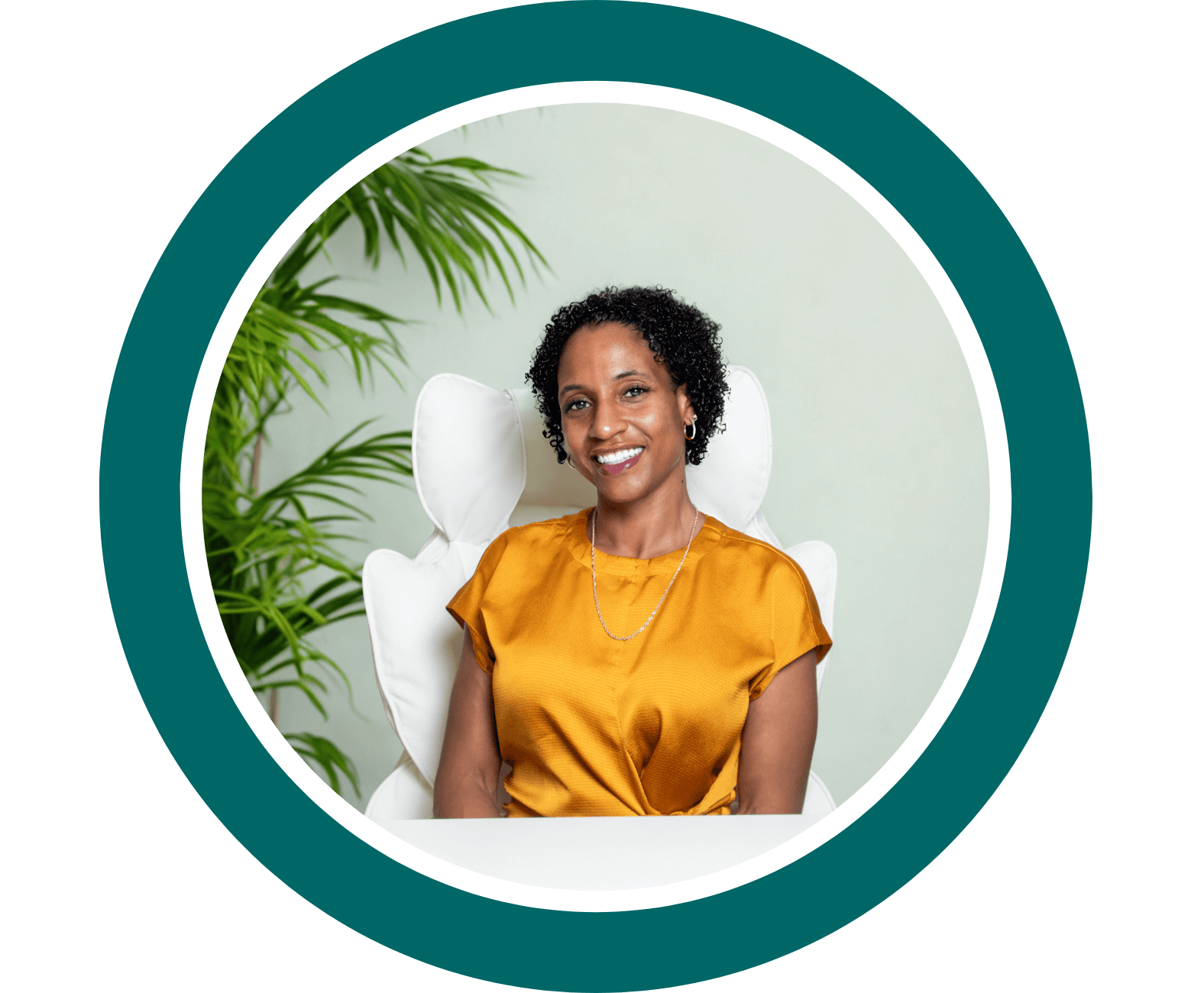 Black woman smiling outdoors, diverse team support, sunrise, phoenix motif